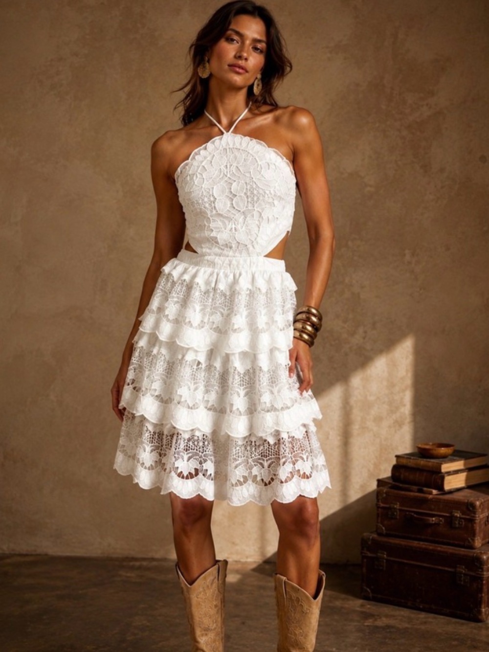 FARM Rio White Lace Tiered Ruffle Two-Piece Set - Picture 5 of 6